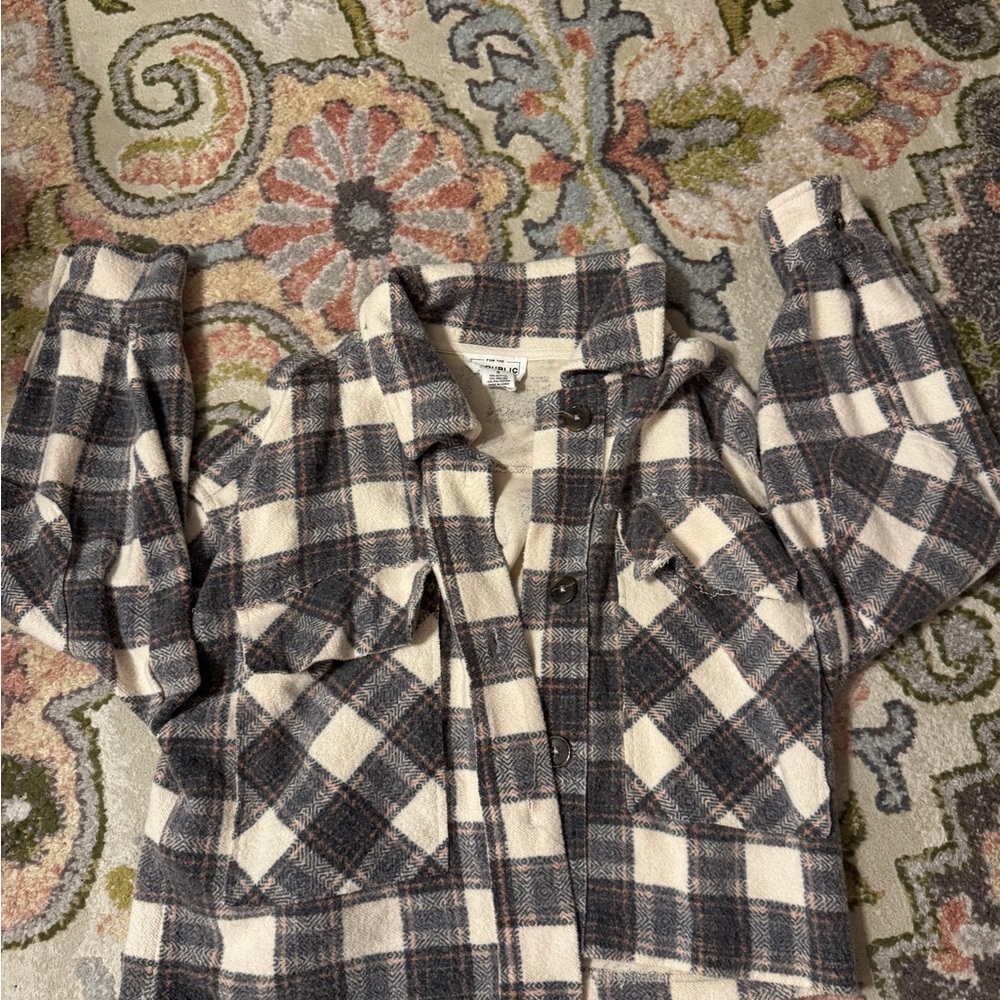 For the republic Plaid Button-Up Shirt Jacket